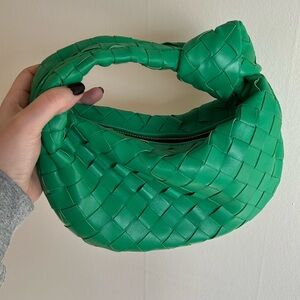 Leather woven parakeet knot bag